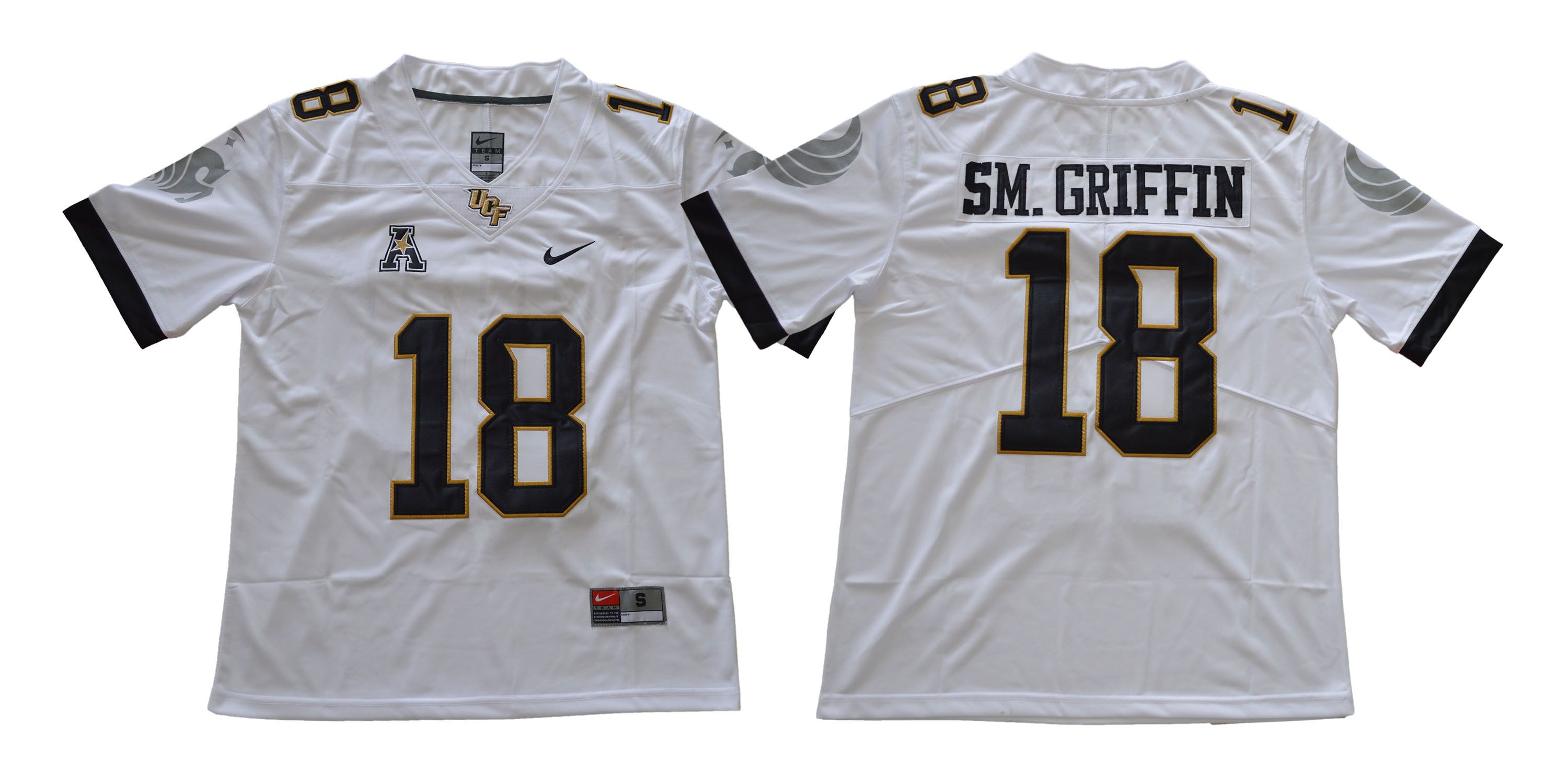 Men UCF #18 Sm.Griffin White Nike NCAA Jerseys->->NCAA Jersey
